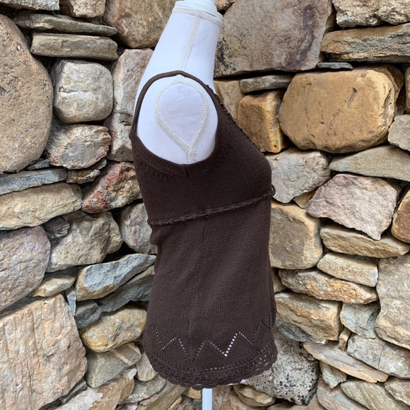 LOFT Brown Crochet Embellished Sweater Tank Small - Picture 3 of 6